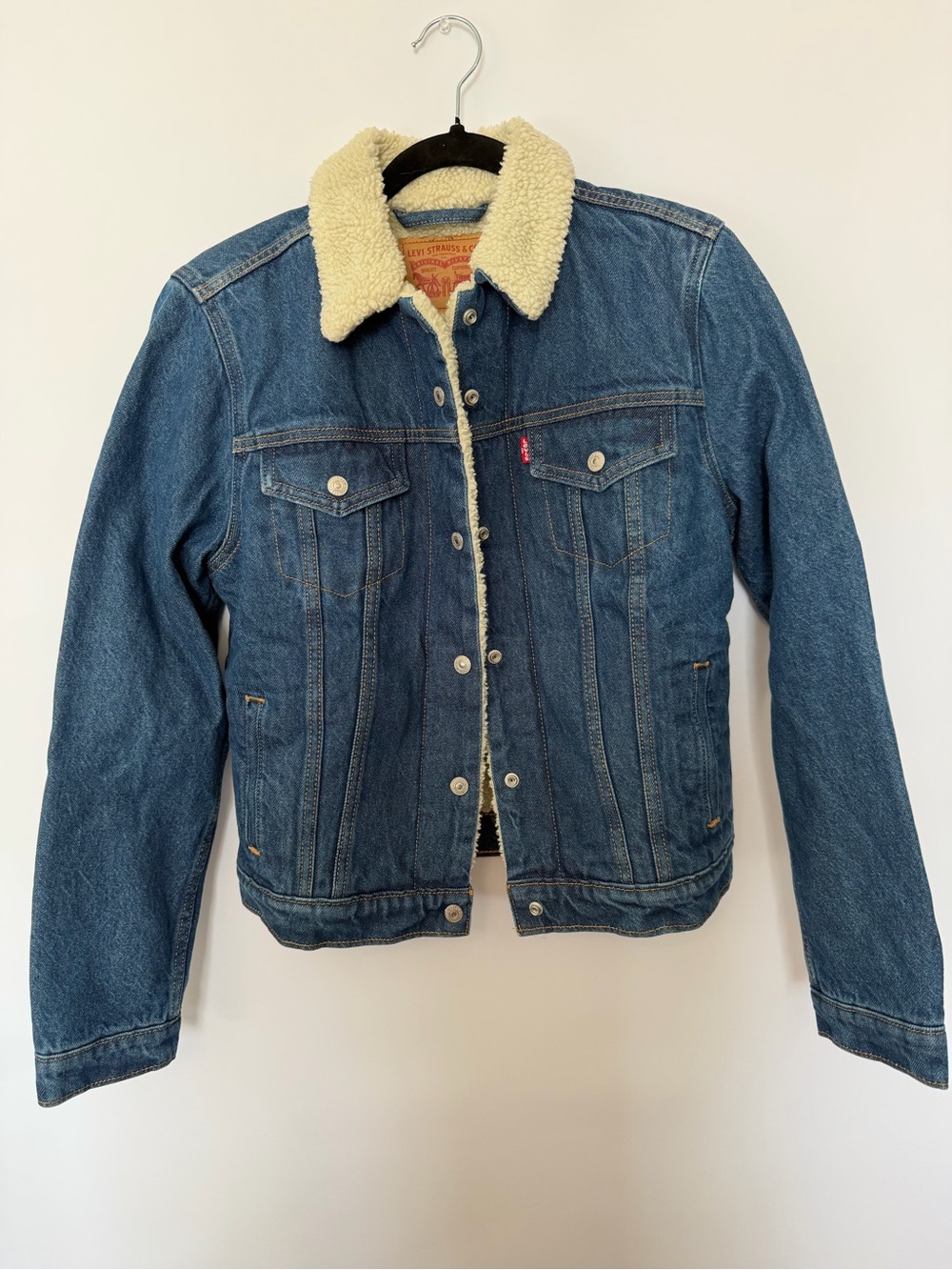 Levi's Blue Denim Jacket with Cream Sherpa Collar
